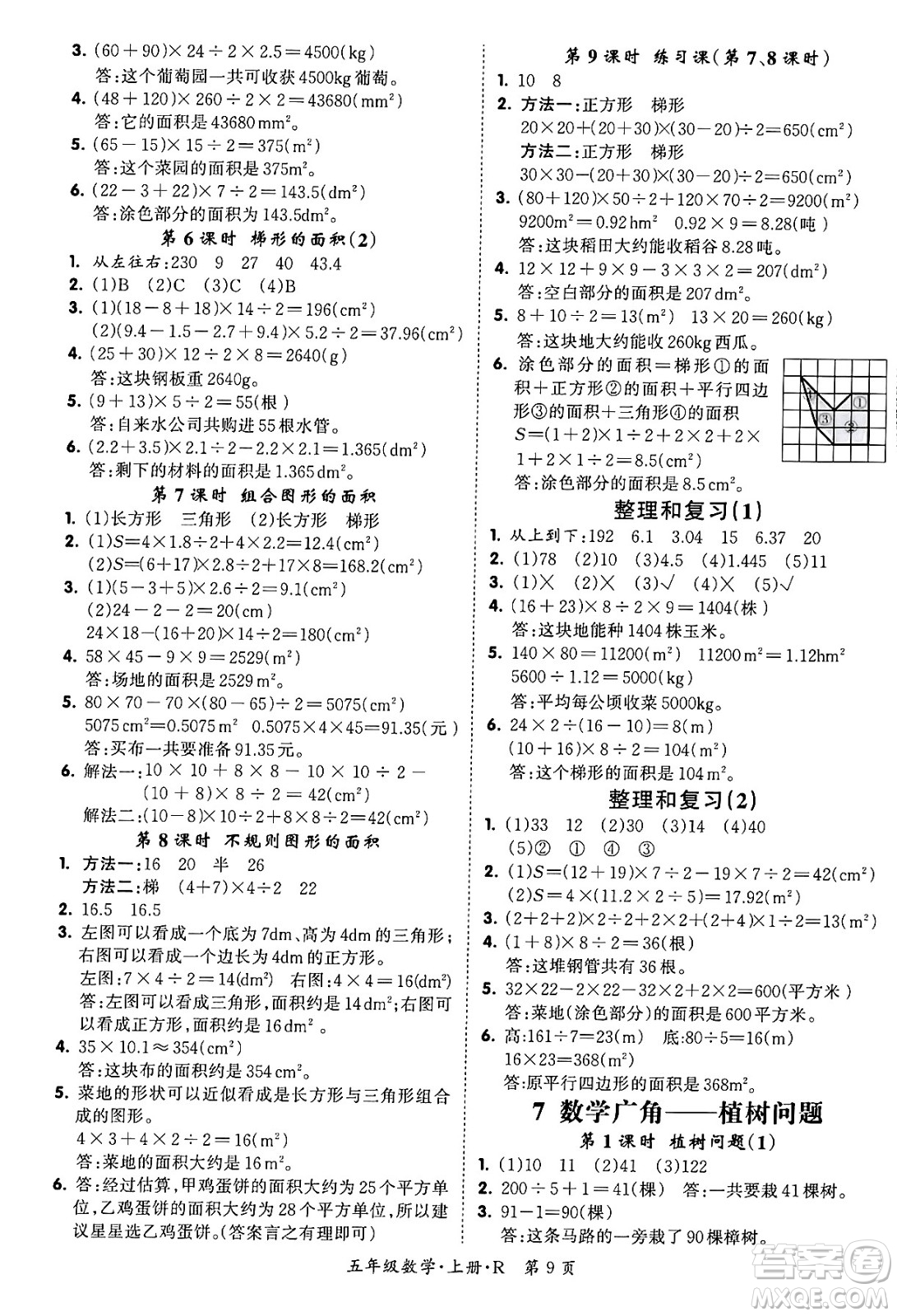 吉林教育出版社2023年秋啟航新課堂五年級(jí)數(shù)學(xué)上冊(cè)人教版答案