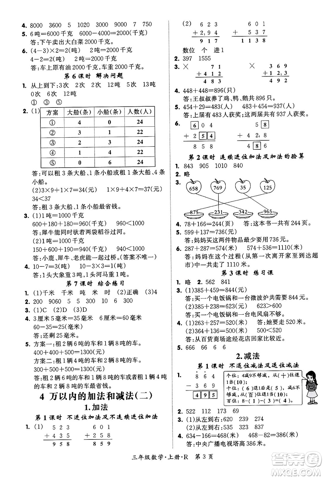 吉林教育出版社2023年秋啟航新課堂三年級數(shù)學上冊人教版答案