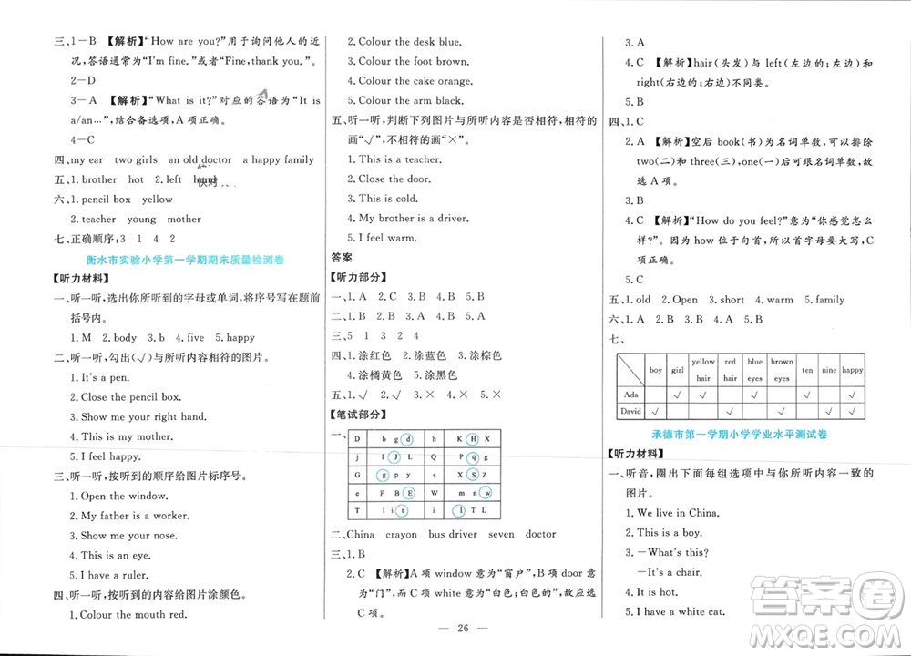 新疆文化出版社2023年秋龍門期末卷三年級(jí)英語(yǔ)上冊(cè)通用版參考答案