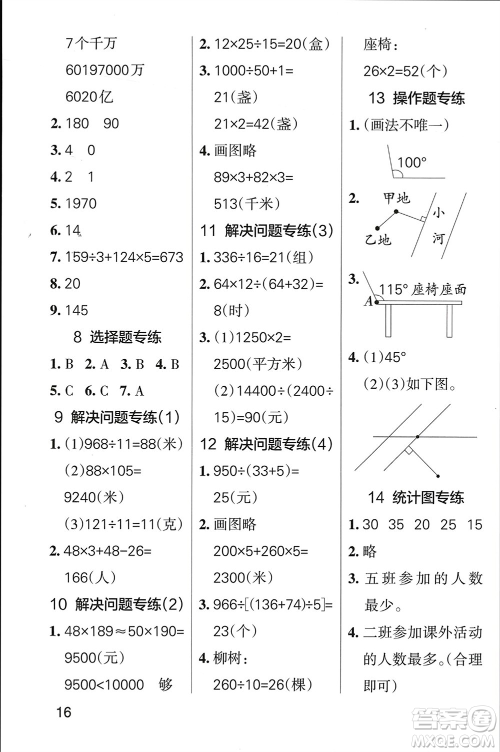 遼寧教育出版社2023年秋小學學霸單元期末標準卷四年級數(shù)學上冊青島版參考答案