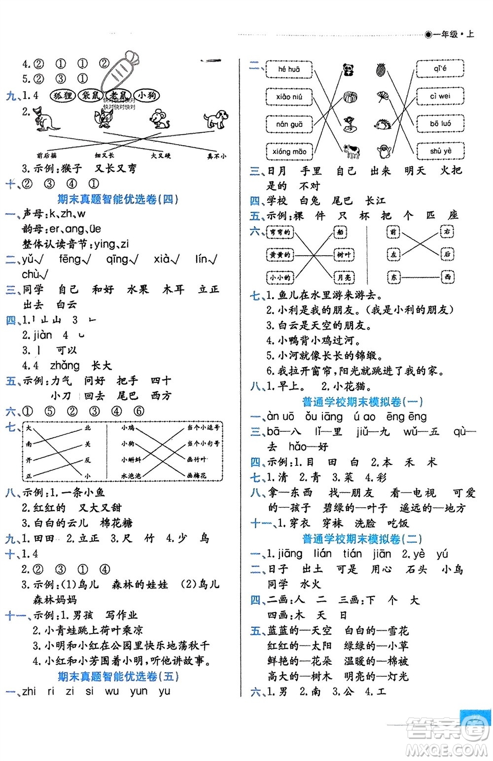 合肥工業(yè)大學(xué)出版社2023年秋期末沖刺100分金卷一年級(jí)語文上冊(cè)通用版參考答案