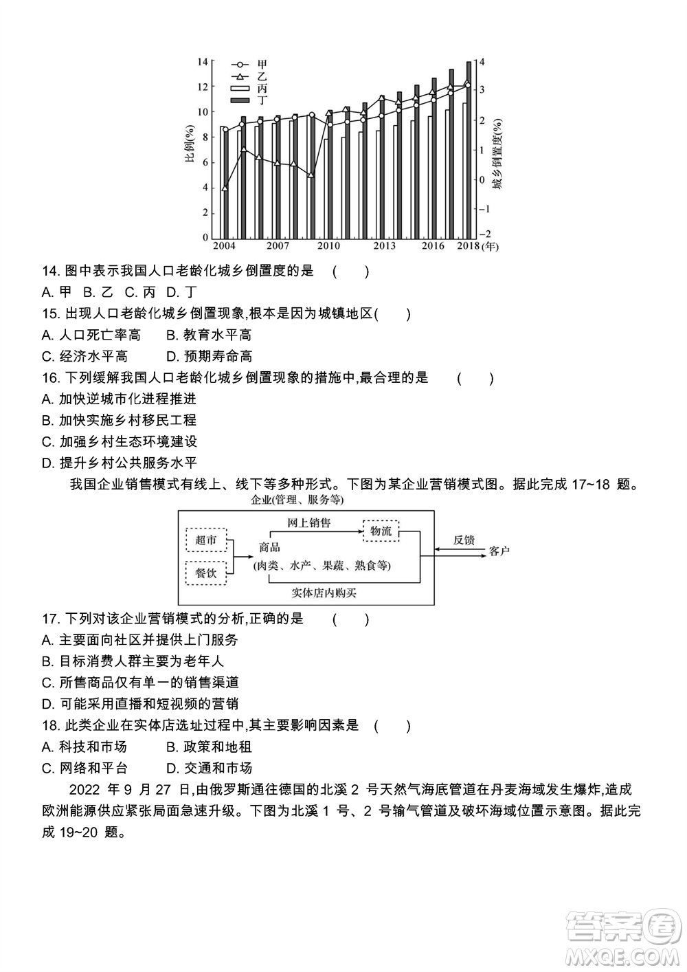 江蘇省2023-2024學(xué)年高三上學(xué)期期末迎考卷地理參考答案