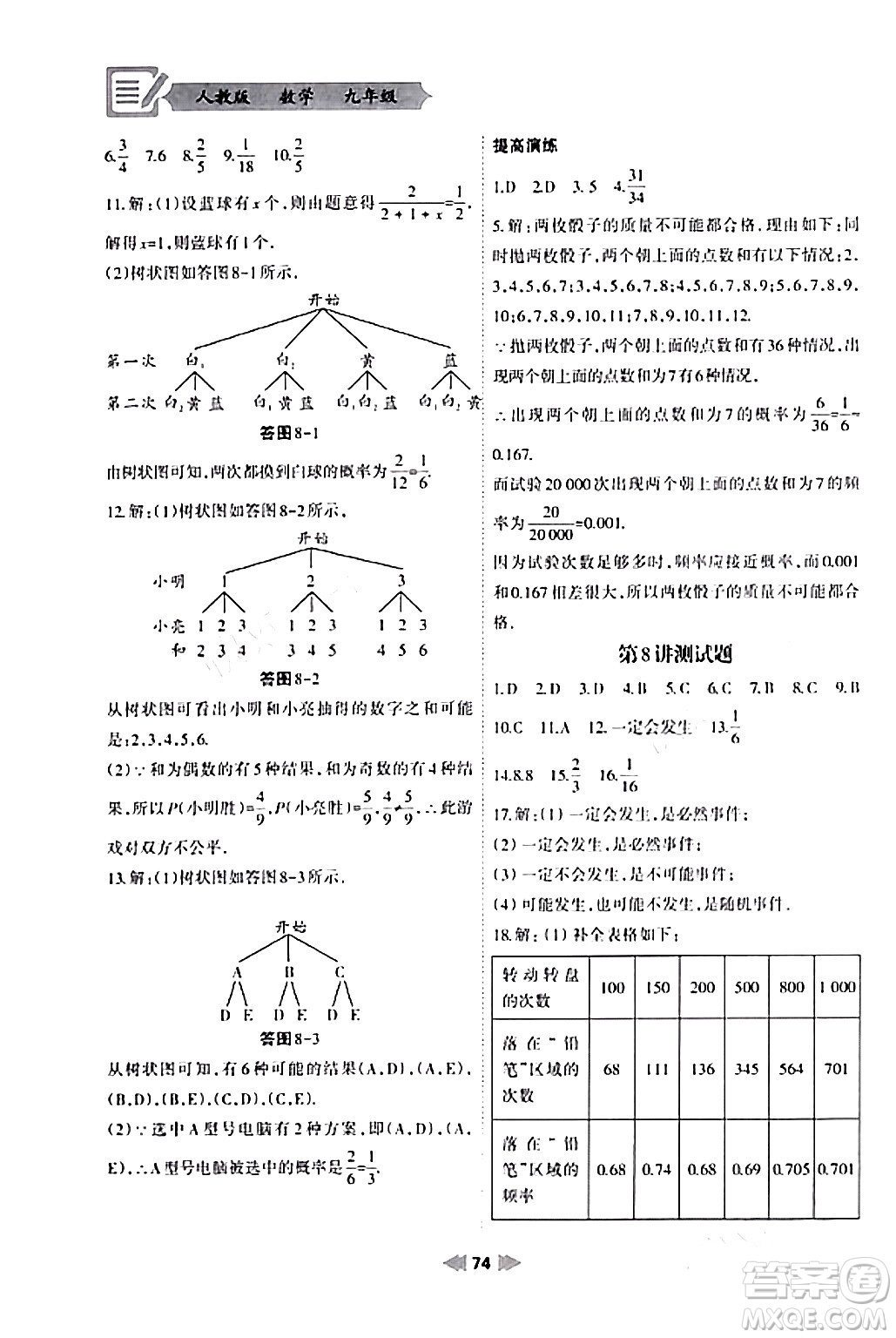 蘭州大學出版社2024寒假作業(yè)九年級數(shù)學人教版答案