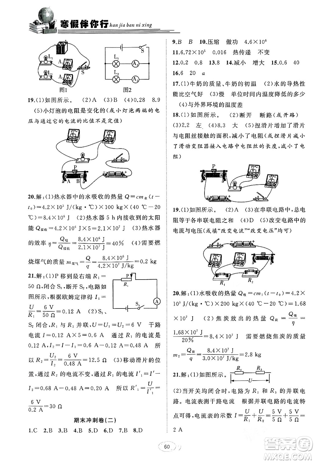 合肥工業(yè)大學(xué)出版社2024假期伴你行寒假復(fù)習(xí)計劃九年級物理人教版答案