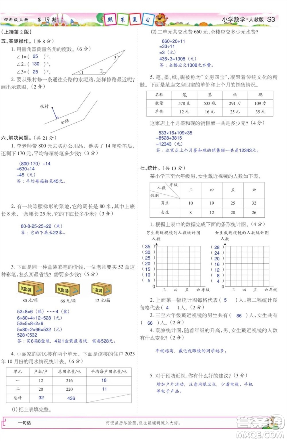 2023年秋少年智力開發(fā)報四年級數(shù)學上冊人教版第17-20期答案