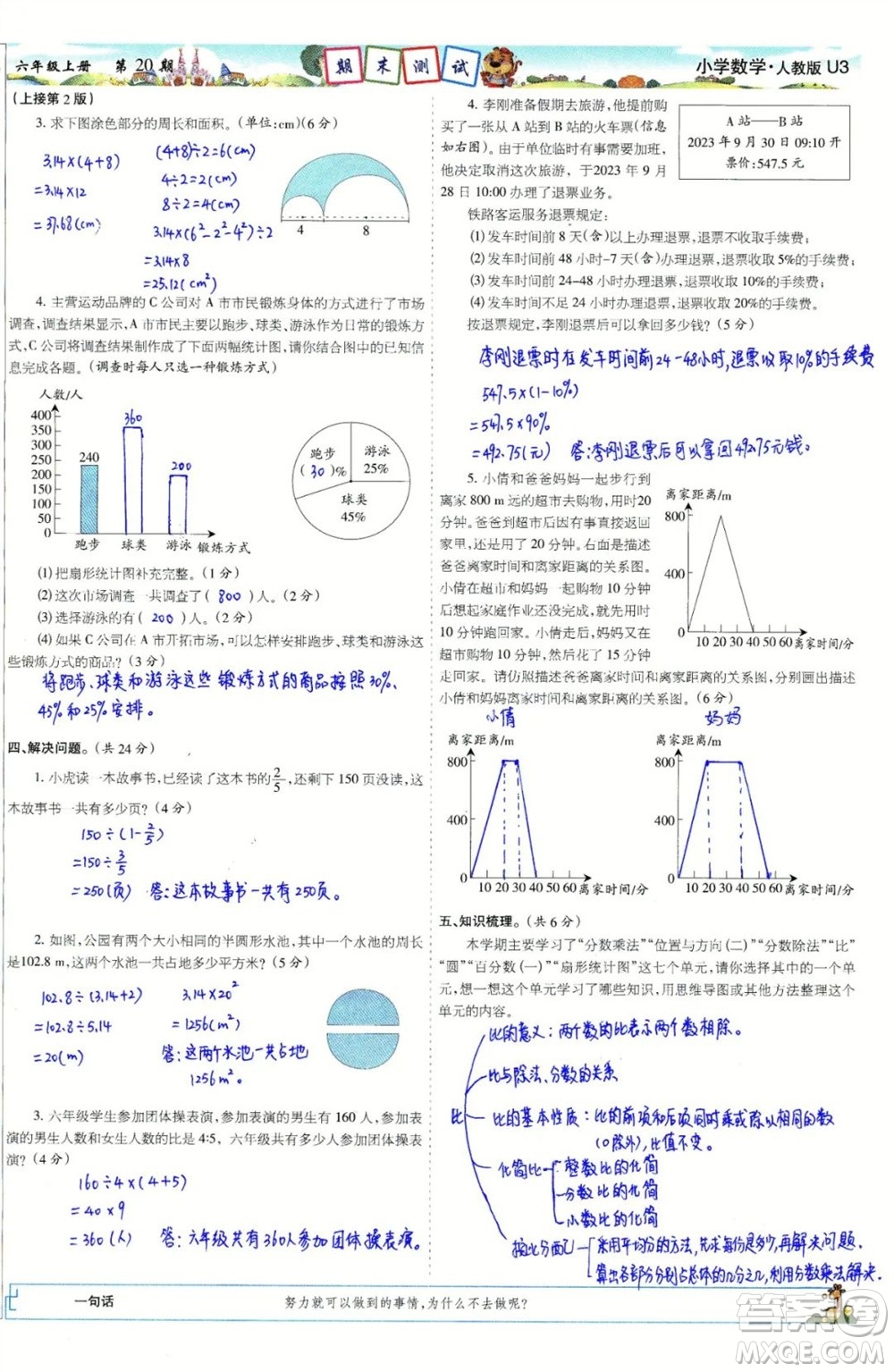 2023年秋少年智力開發(fā)報(bào)六年級數(shù)學(xué)上冊人教版第17-20期答案