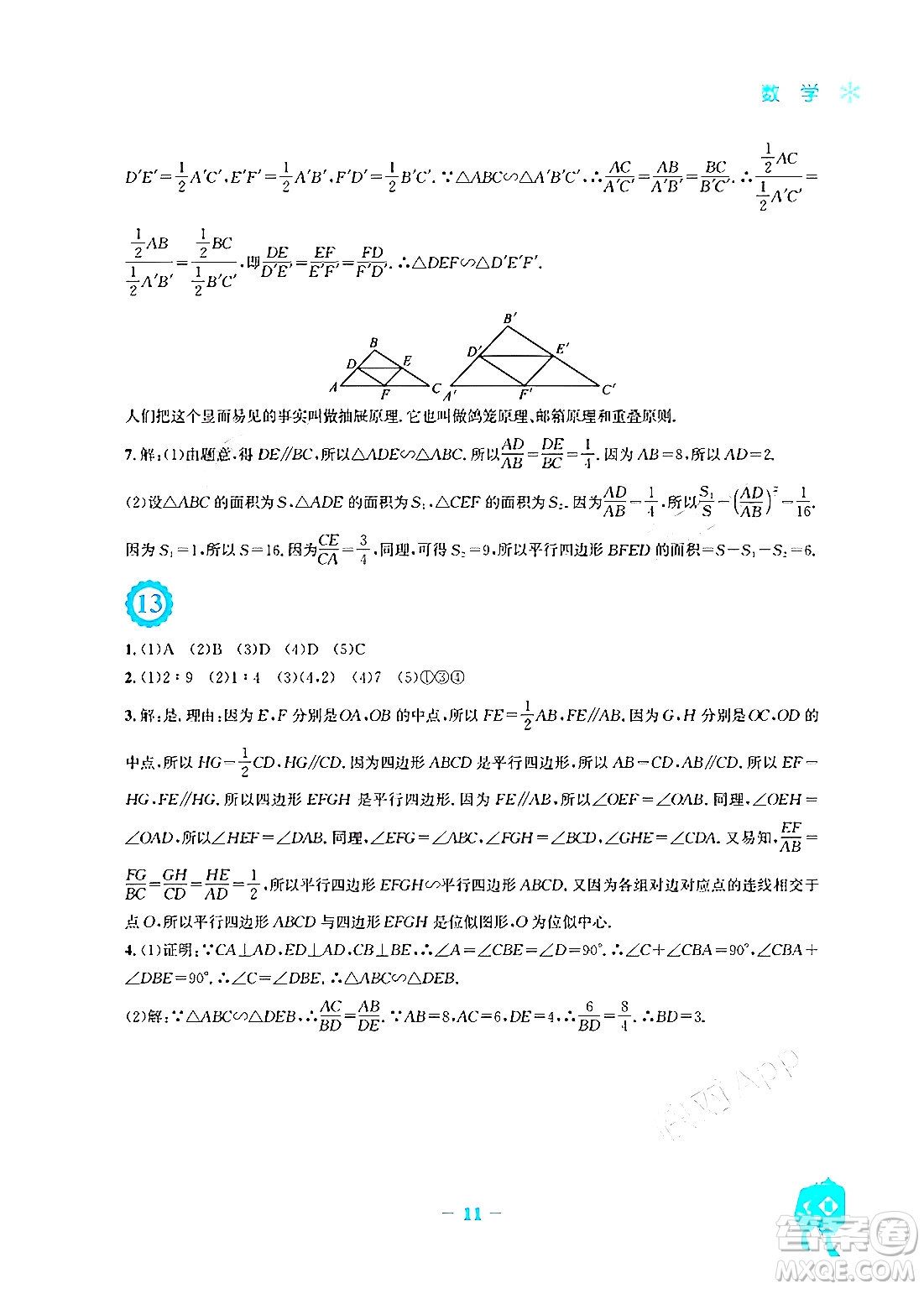 安徽教育出版社2024寒假作業(yè)九年級(jí)數(shù)學(xué)北師大版答案