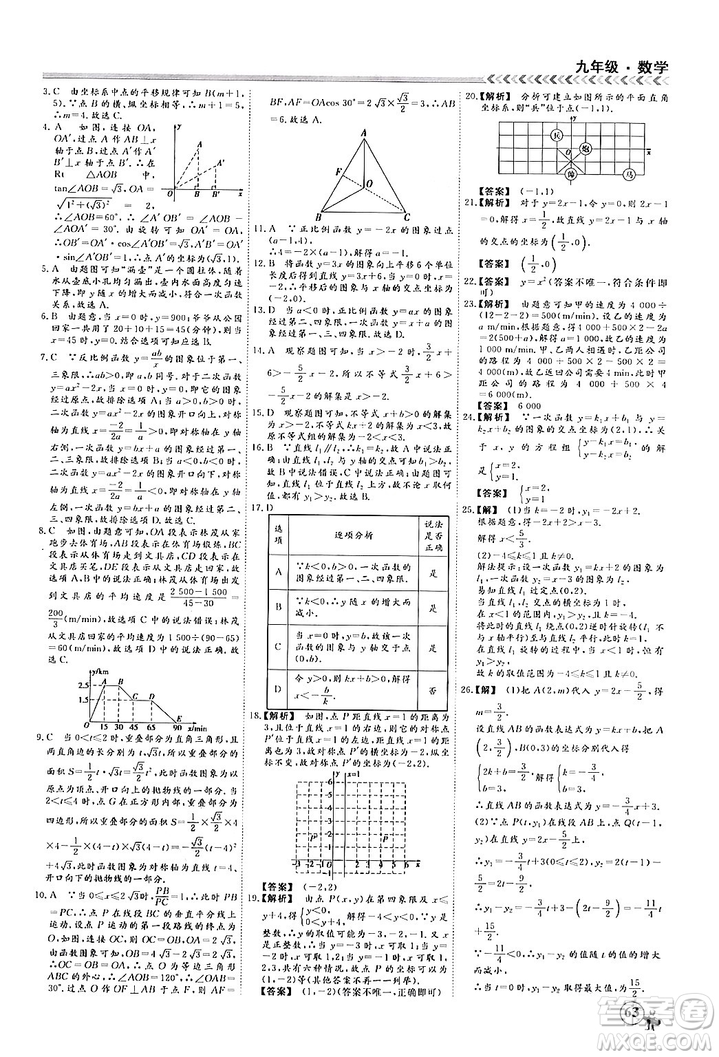 四川大學出版社2024假期沖冠學期系統(tǒng)總復習假期必備九年級數(shù)學通用版答案