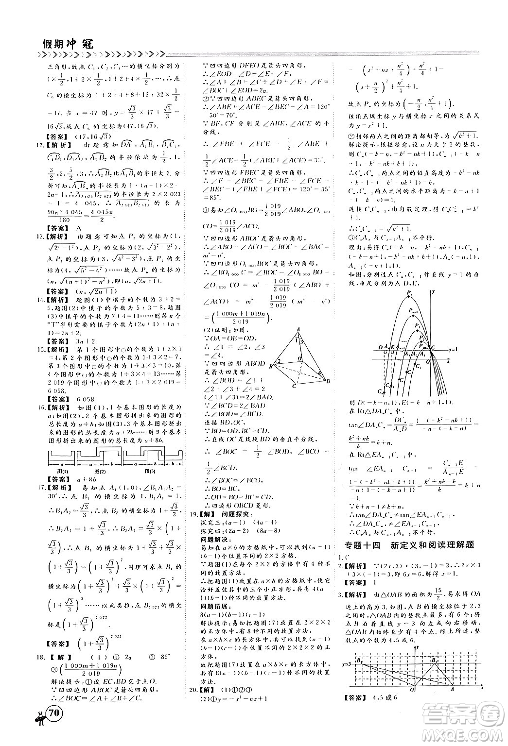 四川大學出版社2024假期沖冠學期系統(tǒng)總復習假期必備九年級數(shù)學通用版答案