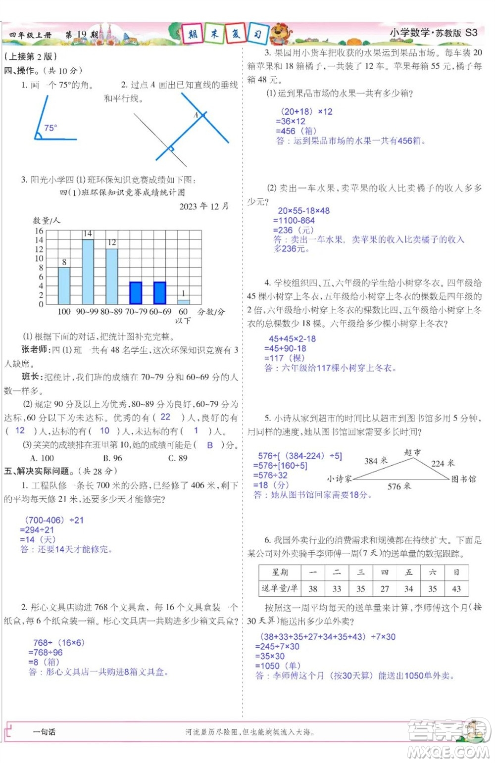 2023年秋少年智力開發(fā)報(bào)四年級數(shù)學(xué)上冊蘇教版第18-20期答案