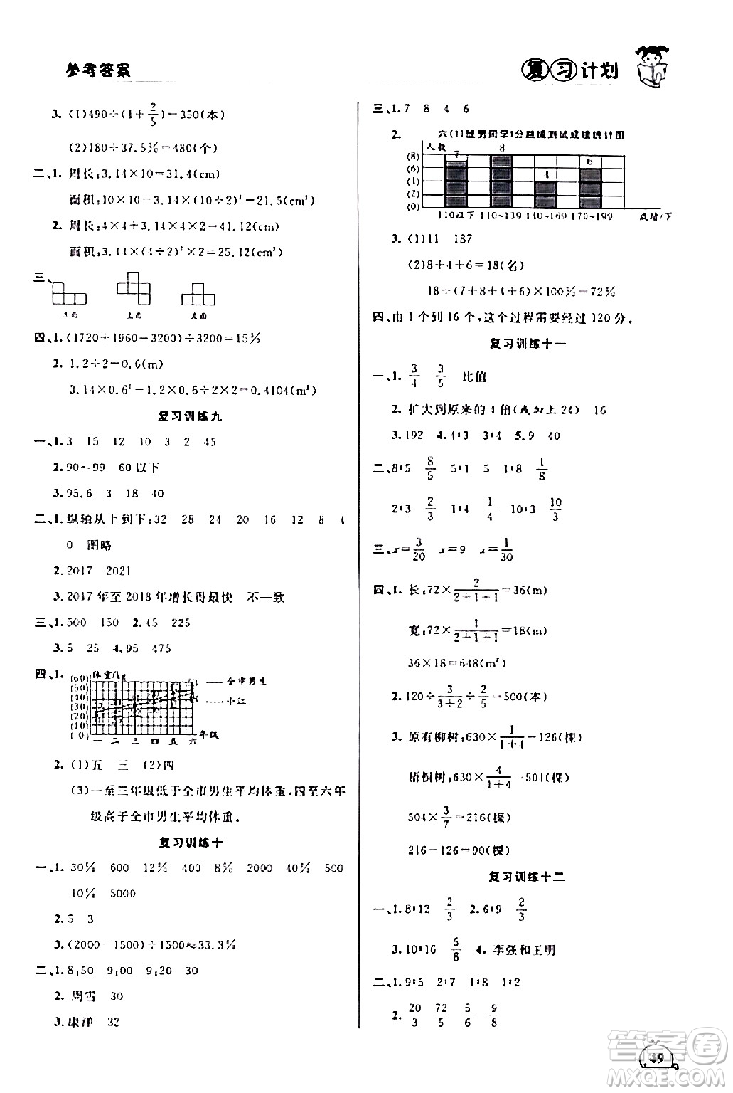 吉林教育出版社2024品至教育假期復(fù)習(xí)計劃期末寒假銜接六年級數(shù)學(xué)北師大版答案