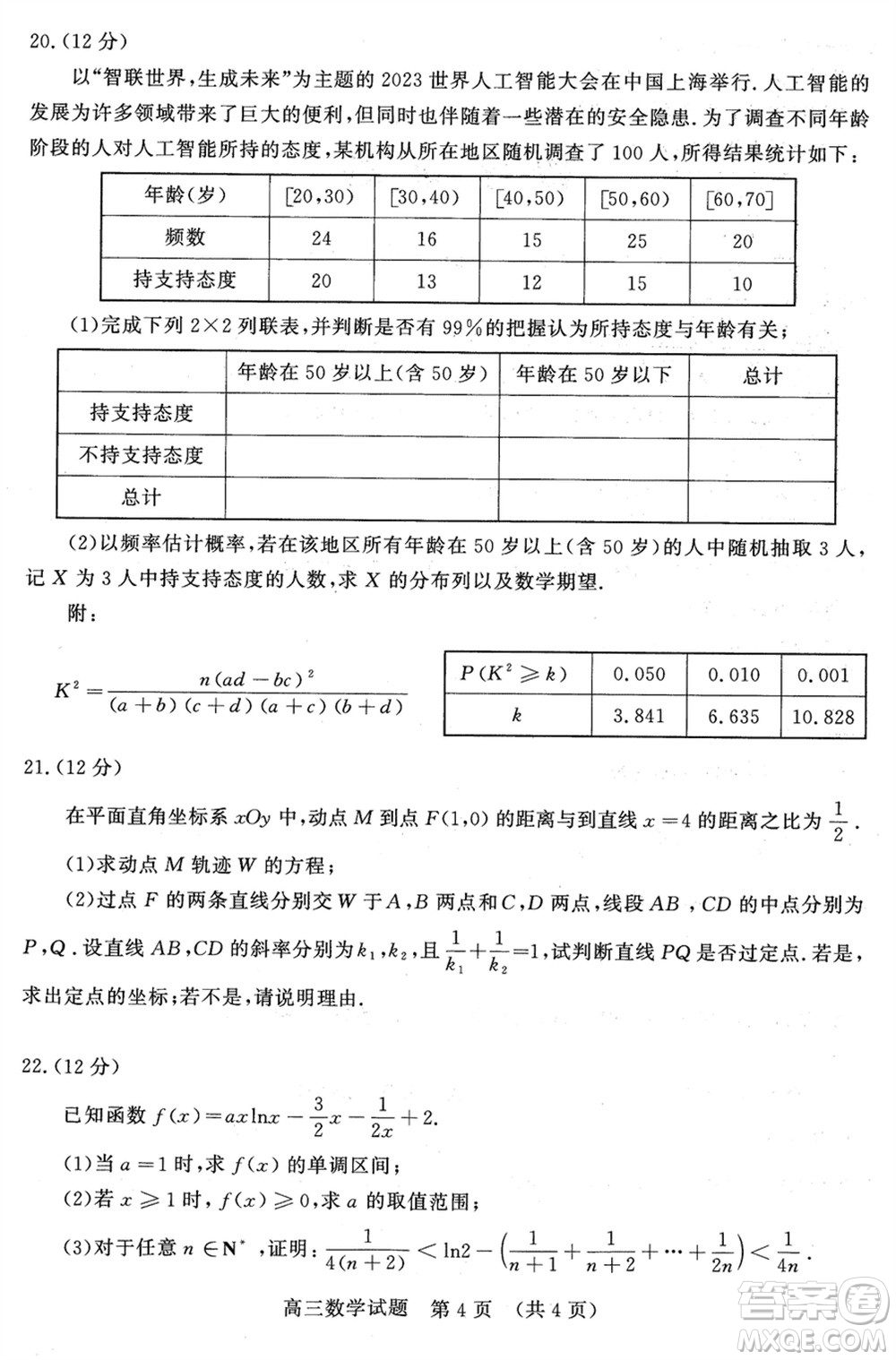 2024年1月濟(jì)南市高三期末學(xué)情檢測(cè)數(shù)學(xué)試題參考答案