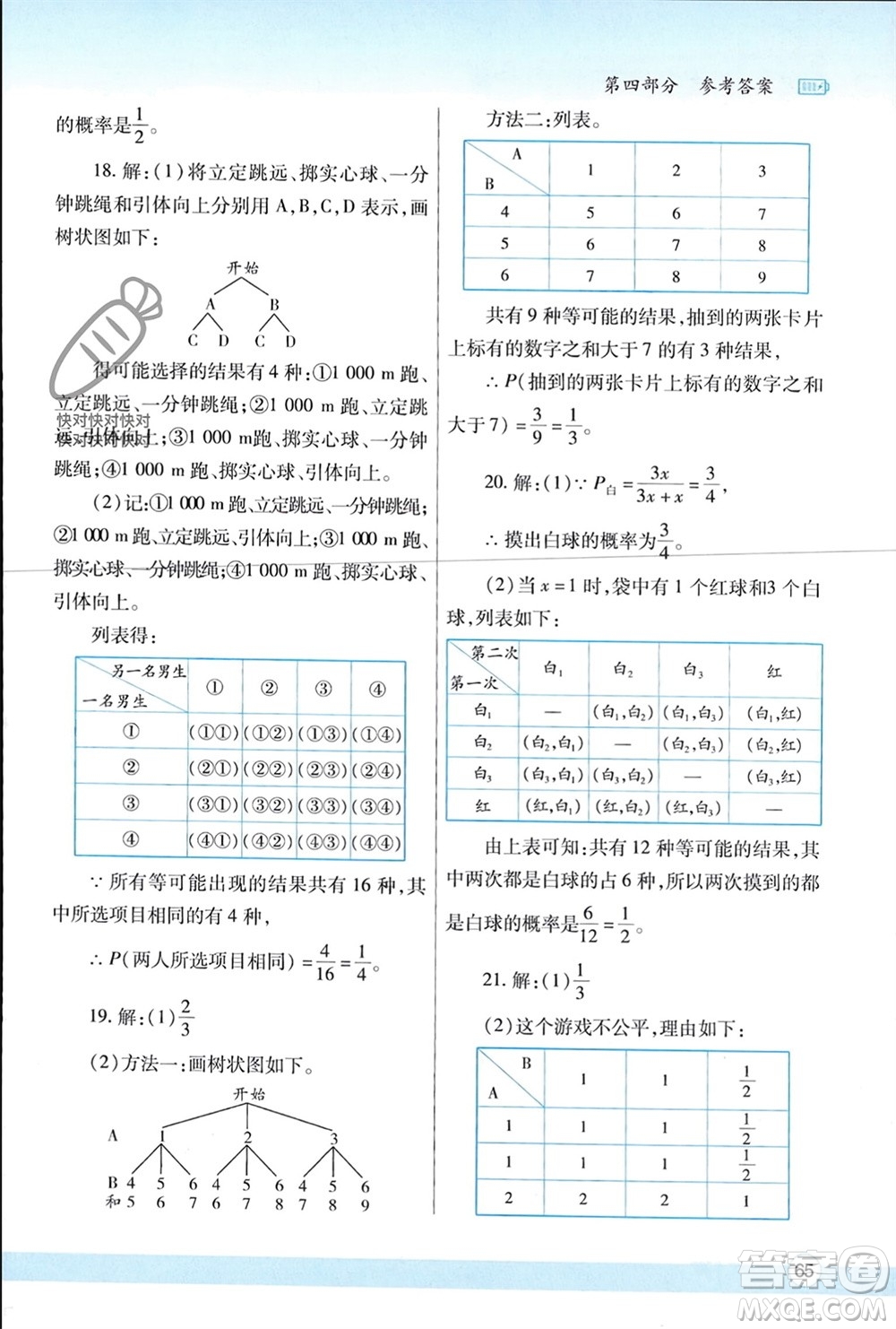 陜西師范大學(xué)出版總社有限公司2024寒假作業(yè)與生活九年級數(shù)學(xué)北師大版參考答案