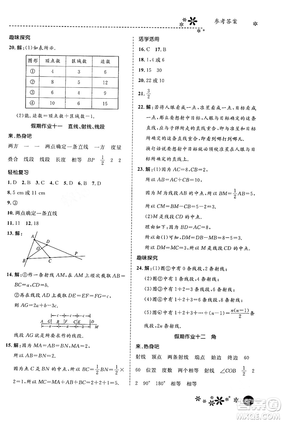 河北教育出版社2024寒假生活繽紛假期七年級(jí)數(shù)學(xué)通用版答案