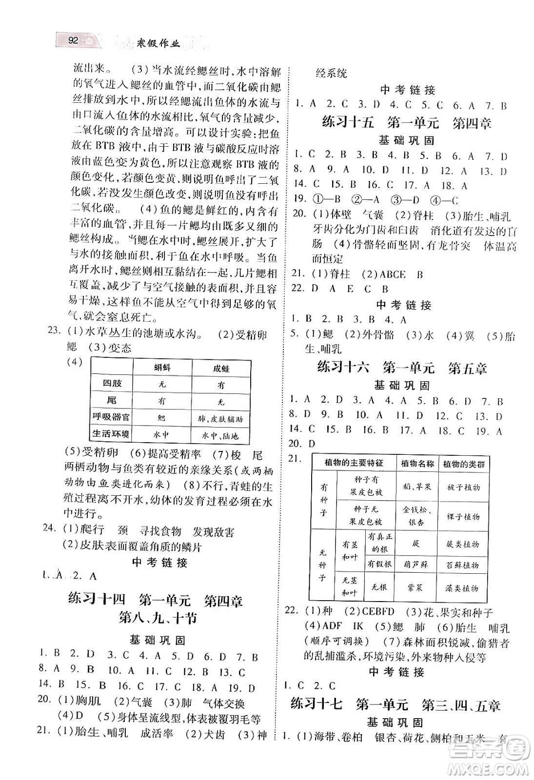 河北美術(shù)出版社2024寒假作業(yè)七年級生物江蘇版答案