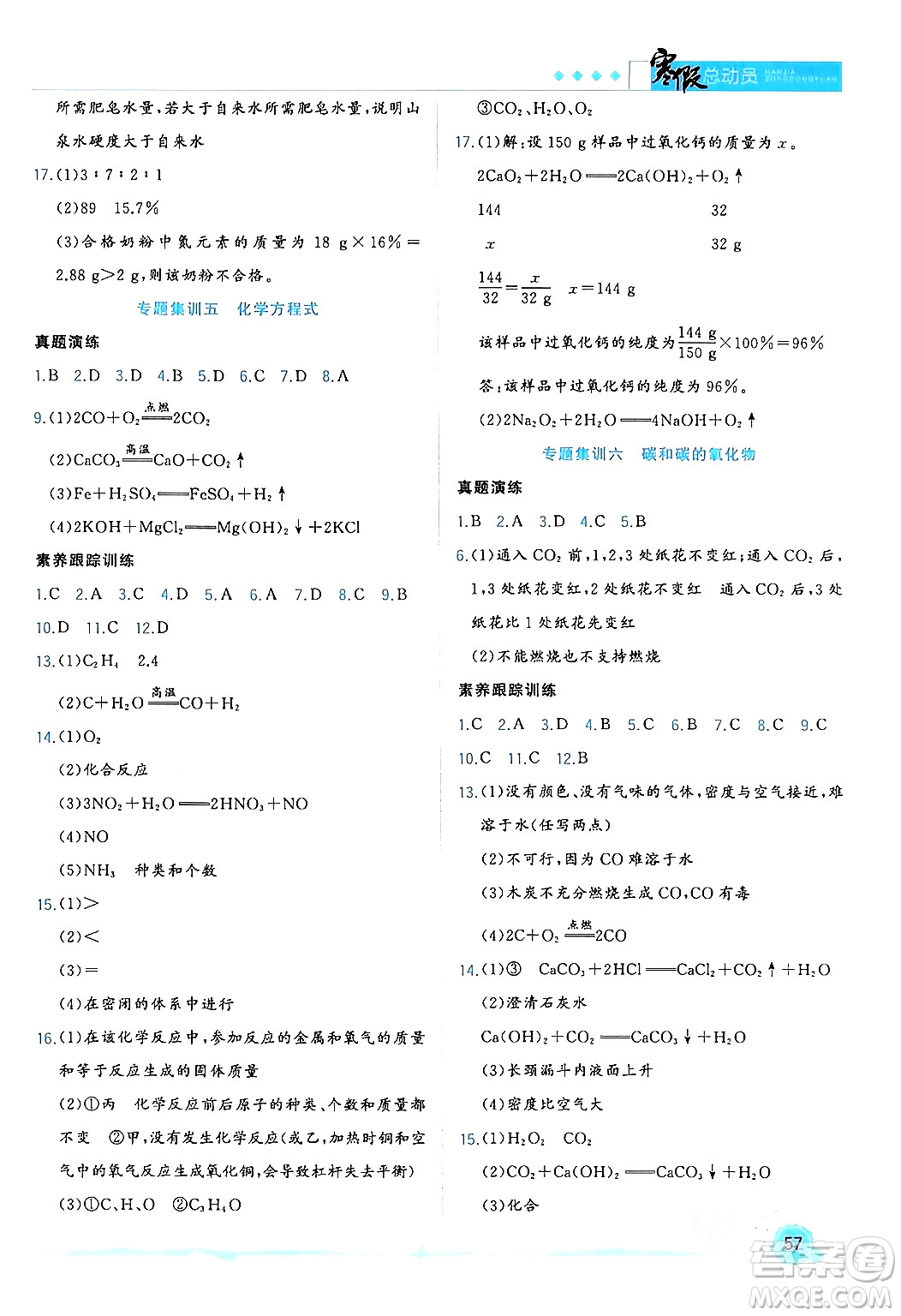 合肥工業(yè)大學(xué)出版社2024寒假總動(dòng)員九年級(jí)化學(xué)人教版答案