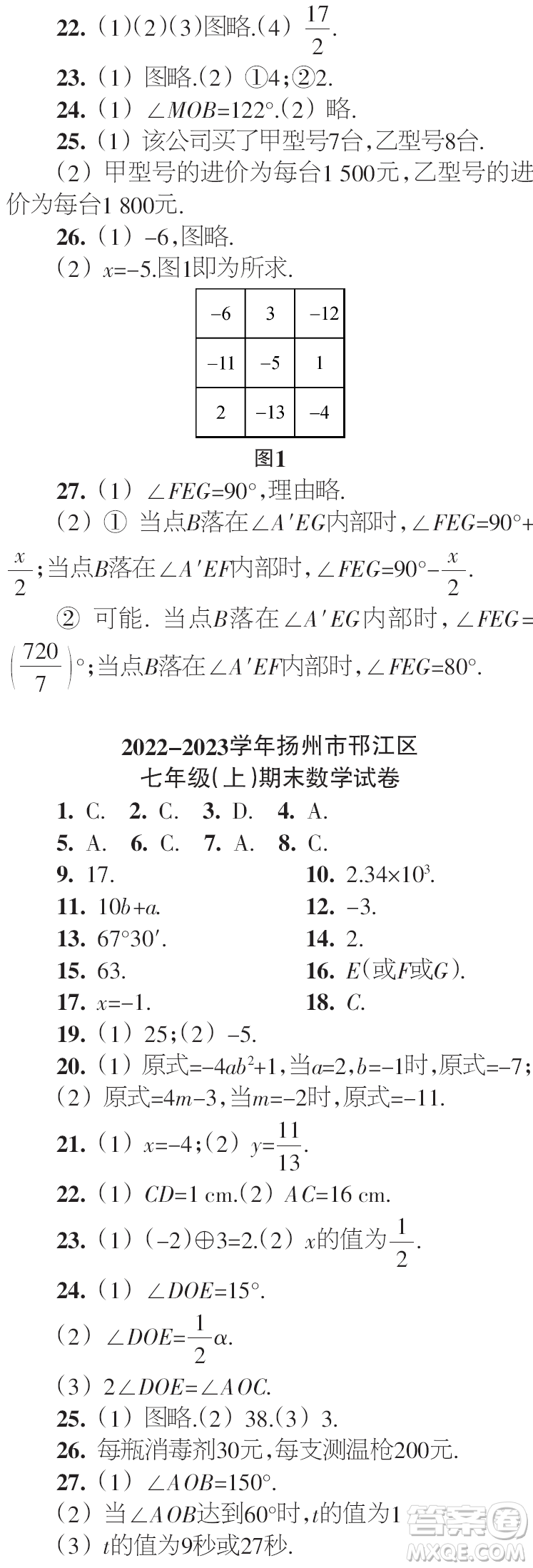 時(shí)代學(xué)習(xí)報(bào)數(shù)學(xué)周刊2023年秋七年級(jí)上冊(cè)寒假特刊1-4期參考答案