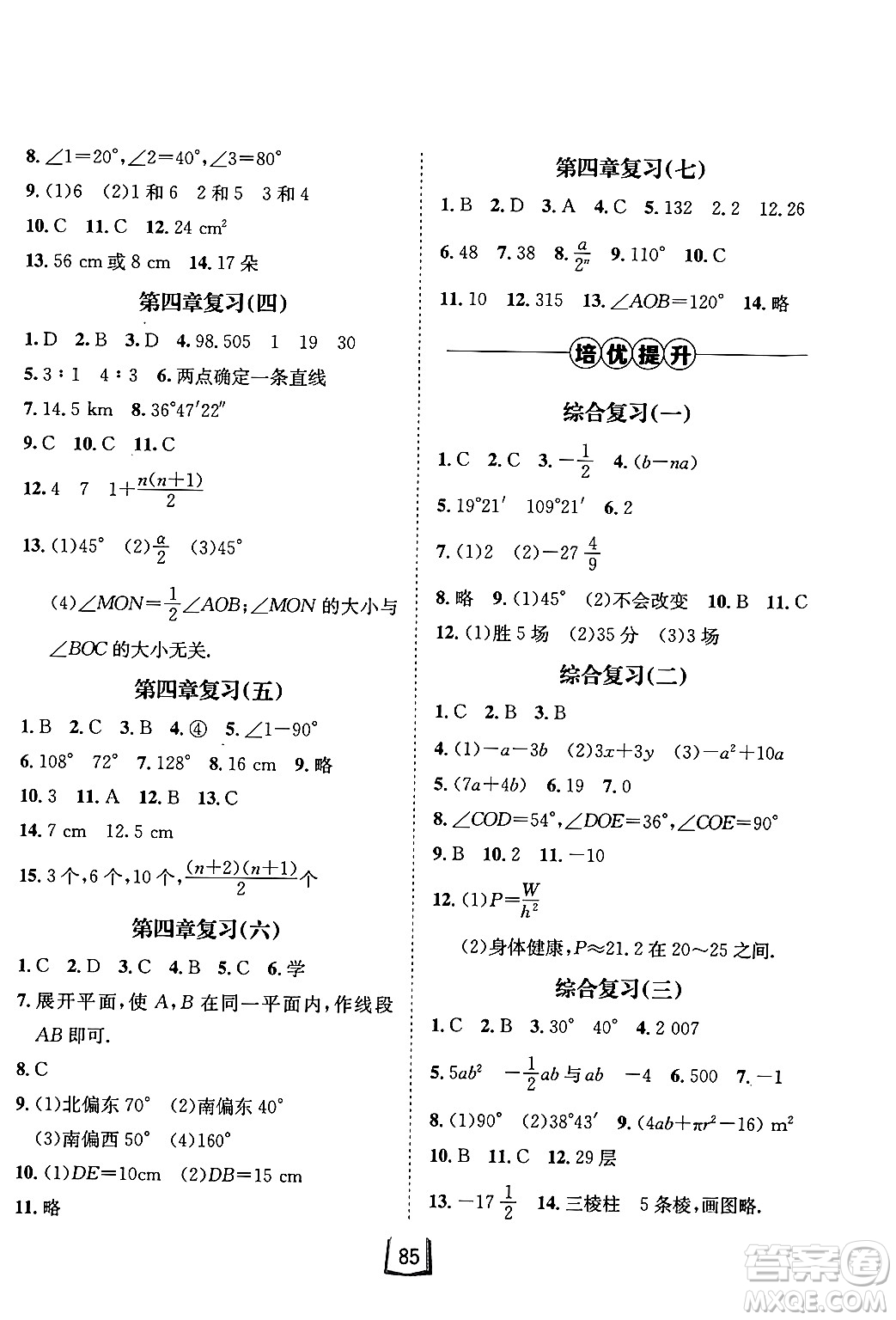 河北少年兒童出版社2024桂壯紅皮書寒假天地七年級數學通用版答案