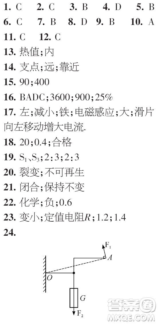 時代學習報初中版2023年秋九年級物理上冊21-26期參考答案