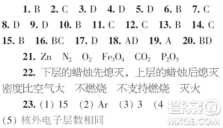 時(shí)代學(xué)習(xí)報(bào)初中版2023年秋九年級(jí)化學(xué)上冊寒假特刊參考答案