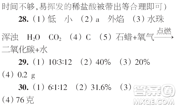 時(shí)代學(xué)習(xí)報(bào)初中版2023年秋九年級(jí)化學(xué)上冊寒假特刊參考答案