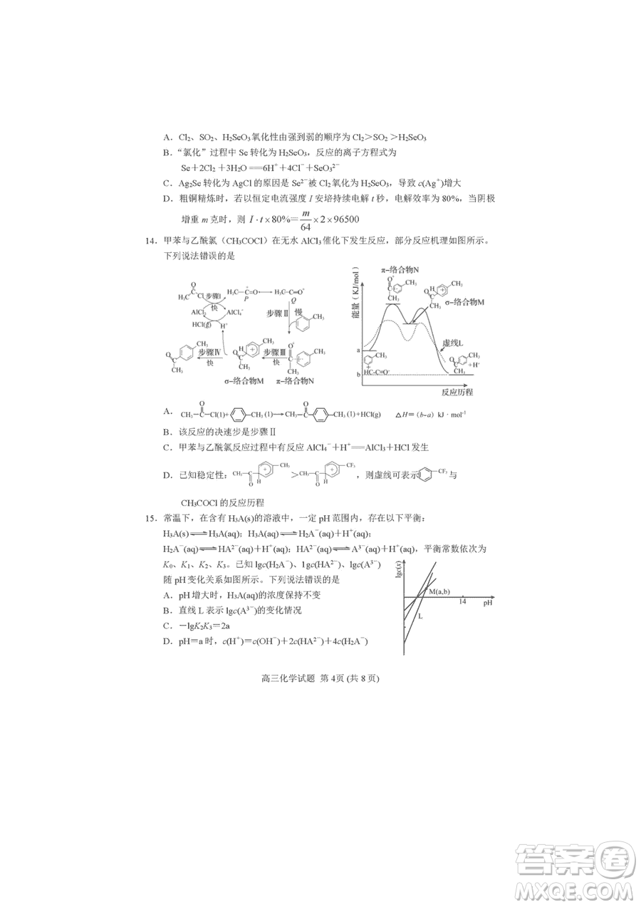 日照市2021級高三生上學期1月份期末校際聯(lián)合考試化學試題參考答案