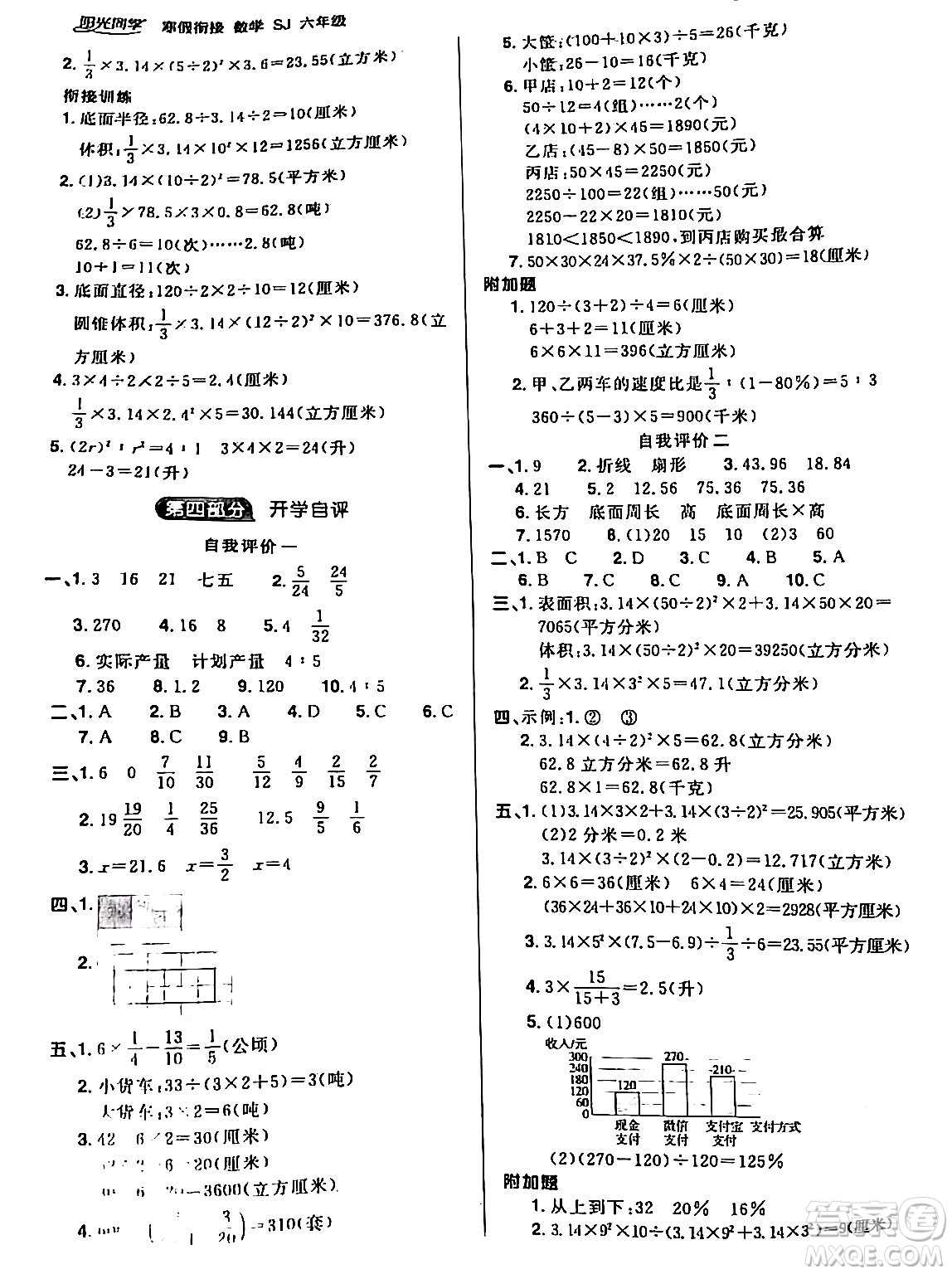 江西教育出版社2024陽光同學寒假銜接六年級數(shù)學蘇教版答案