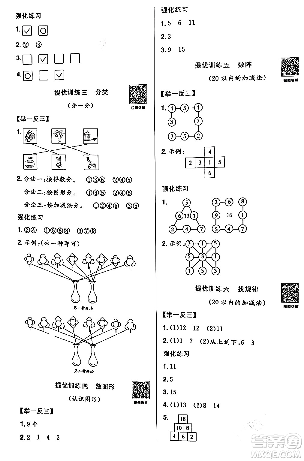 江西教育出版社2024陽光同學(xué)寒假銜接一年級(jí)數(shù)學(xué)蘇教版答案