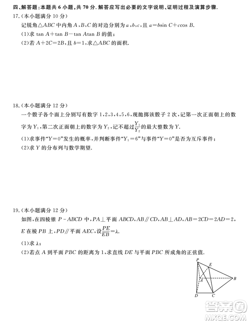 金科大聯(lián)考2024屆高三上學(xué)期1月質(zhì)量檢測(cè)數(shù)學(xué)參考答案