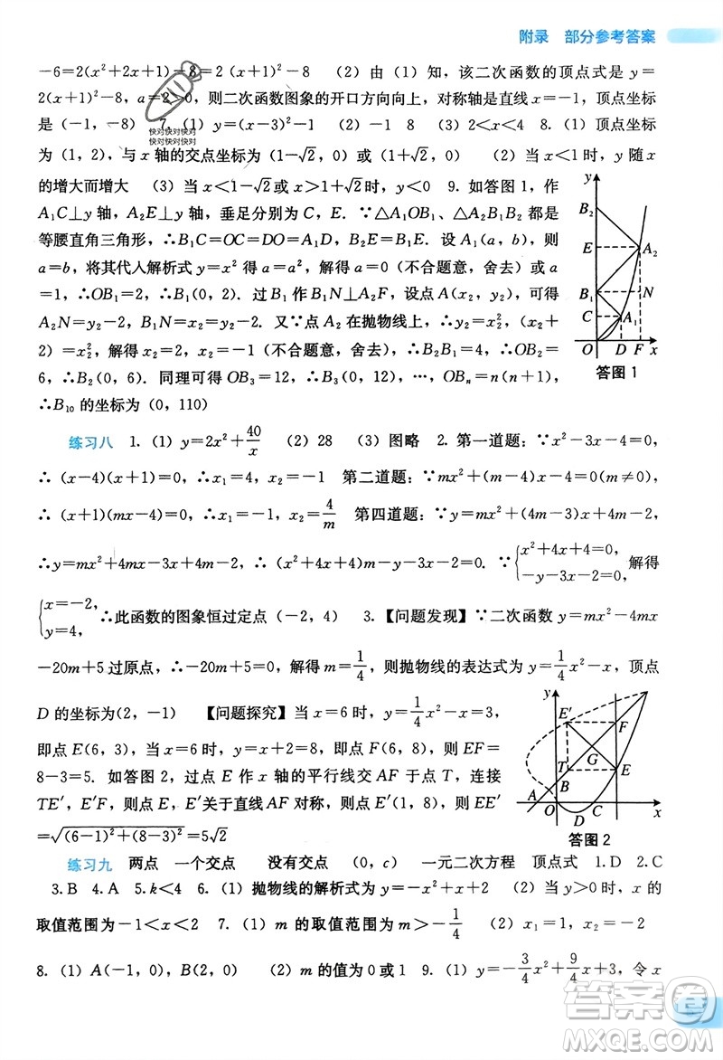 廣西教育出版社2024新課程寒假作業(yè)九年級數(shù)學(xué)通用版參考答案