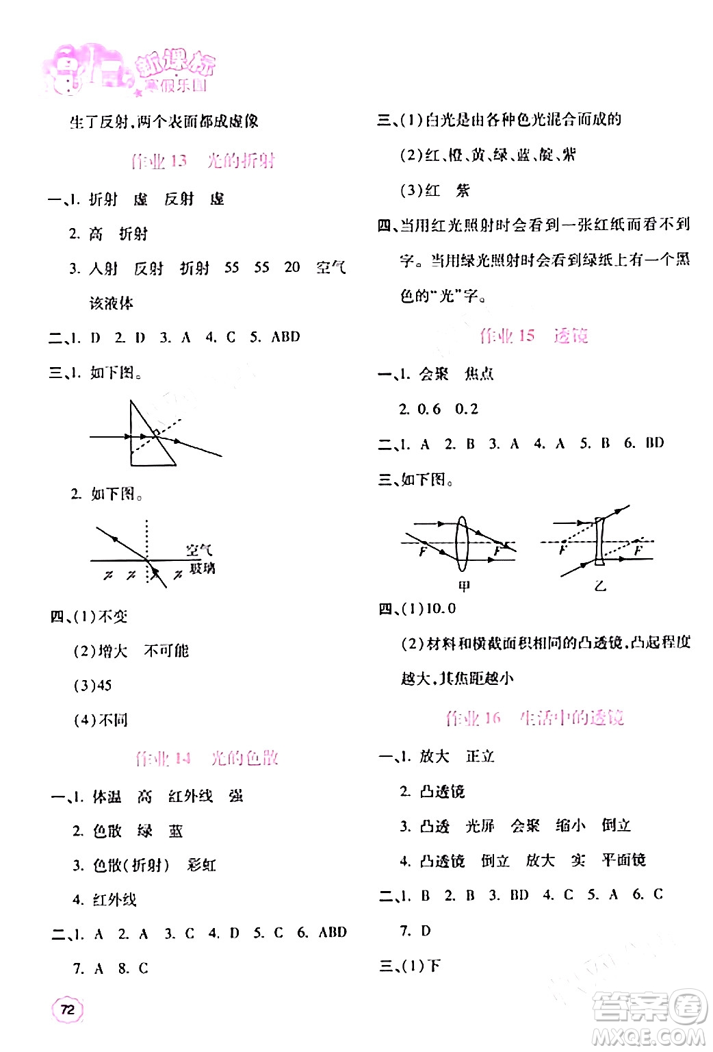 北京教育出版社2024新課標(biāo)寒假樂(lè)園八年級(jí)物理課標(biāo)版答案