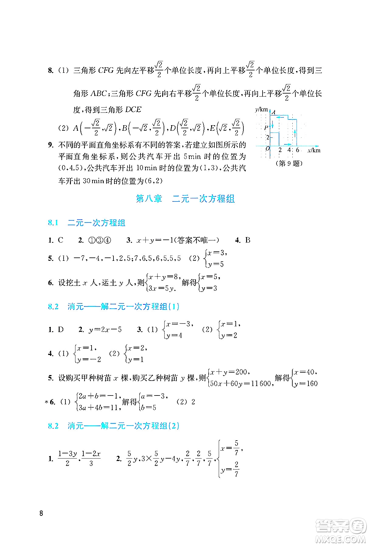 浙江教育出版社2024年春數(shù)學(xué)作業(yè)本七年級數(shù)學(xué)下冊人教版答案