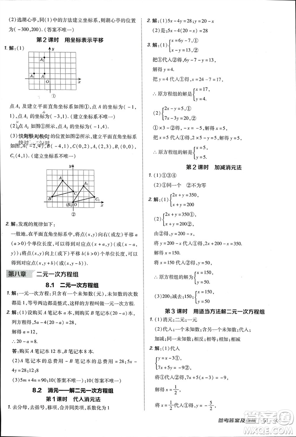 吉林教育出版社2024年春榮德基點(diǎn)撥訓(xùn)練七年級數(shù)學(xué)下冊人教版參考答案