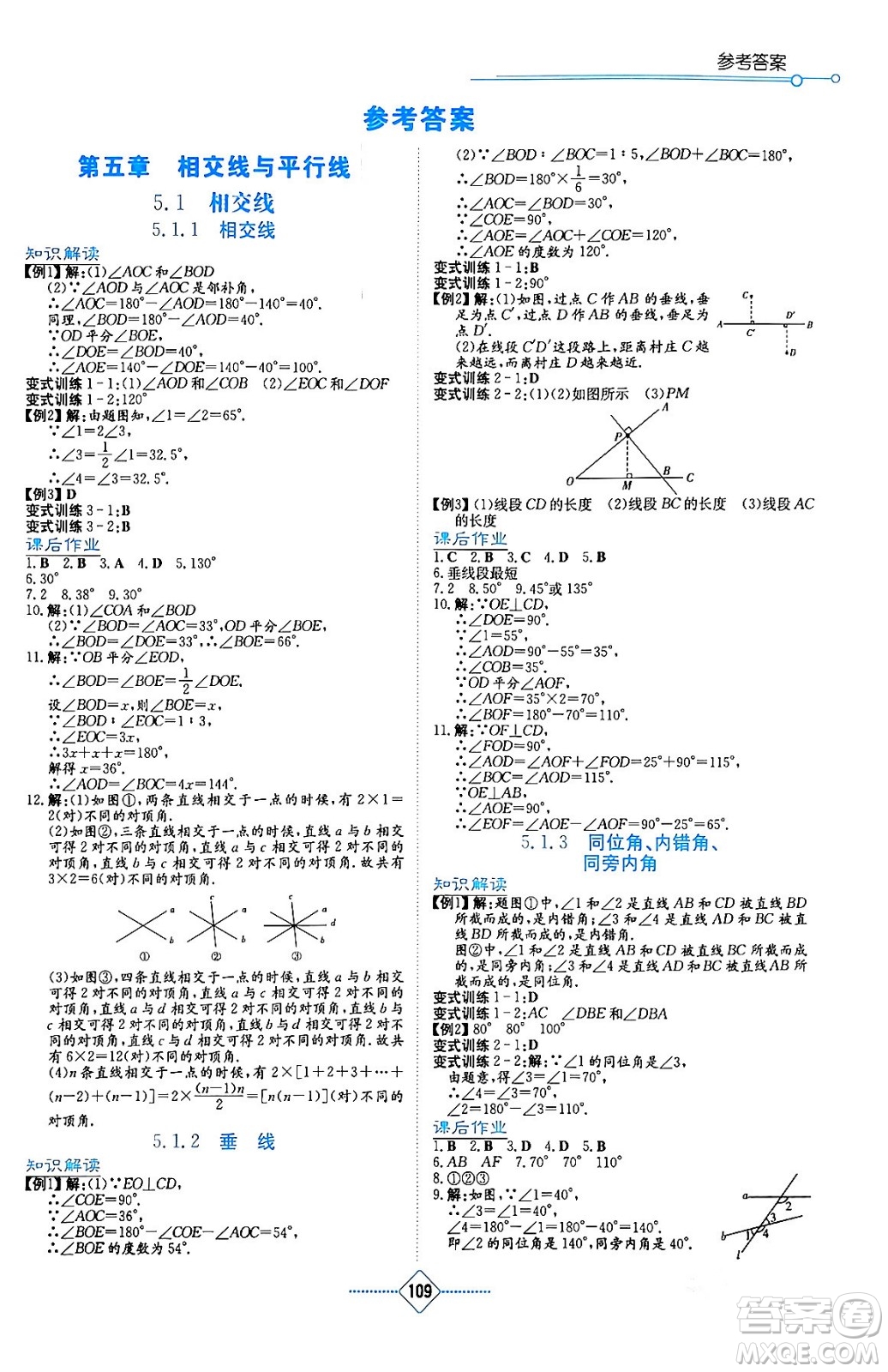 湖南教育出版社2024年春學(xué)法大視野七年級(jí)數(shù)學(xué)下冊(cè)人教版答案