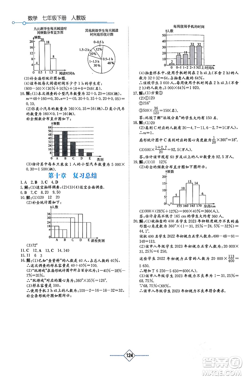 湖南教育出版社2024年春學(xué)法大視野七年級(jí)數(shù)學(xué)下冊(cè)人教版答案