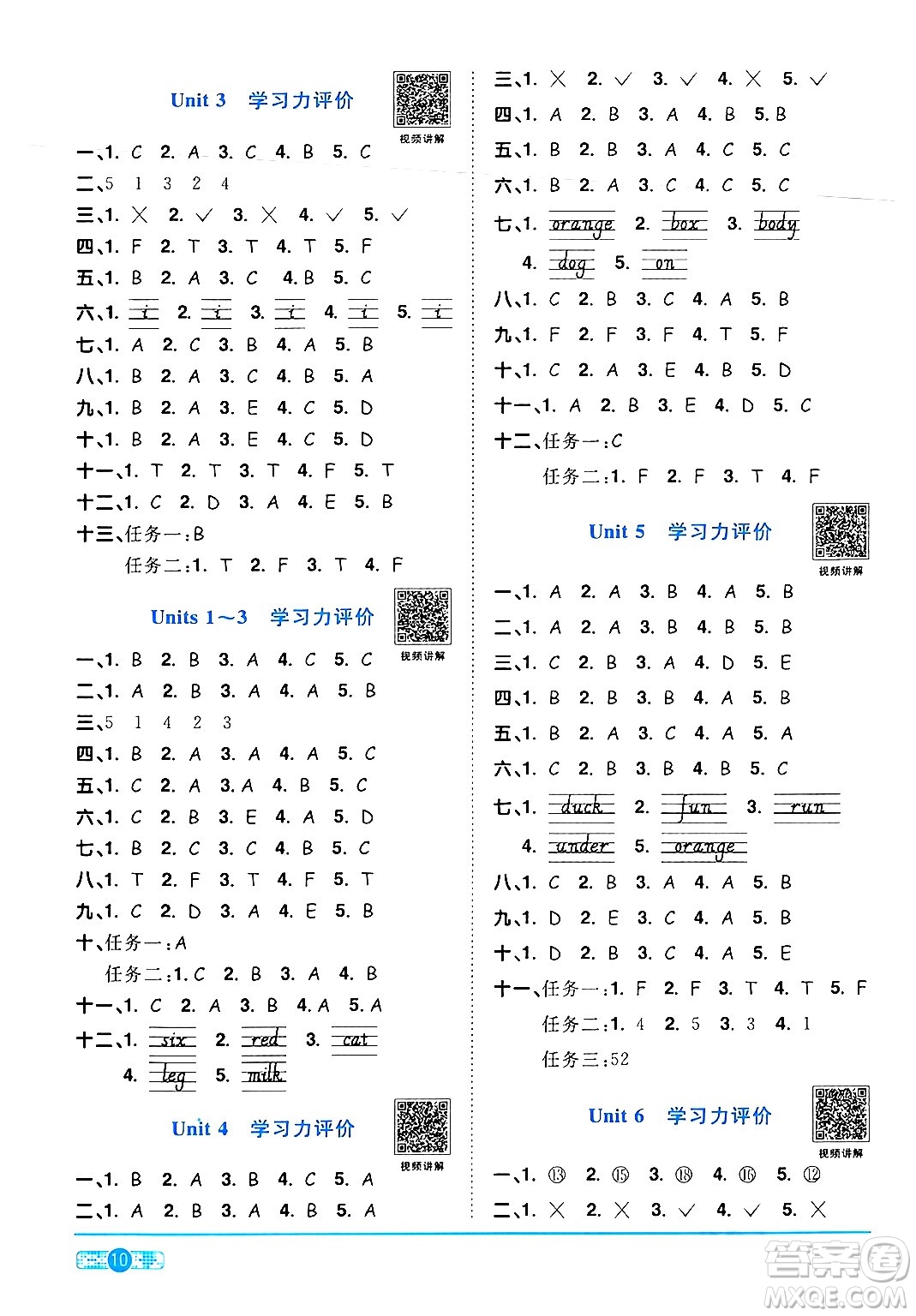 江西教育出版社2024年春陽光同學(xué)課時(shí)優(yōu)化作業(yè)三年級(jí)英語下冊人教版答案