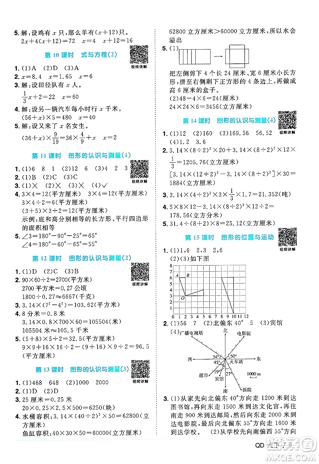 江西教育出版社2024年春陽(yáng)光同學(xué)課時(shí)優(yōu)化作業(yè)六年級(jí)數(shù)學(xué)下冊(cè)青島版答案