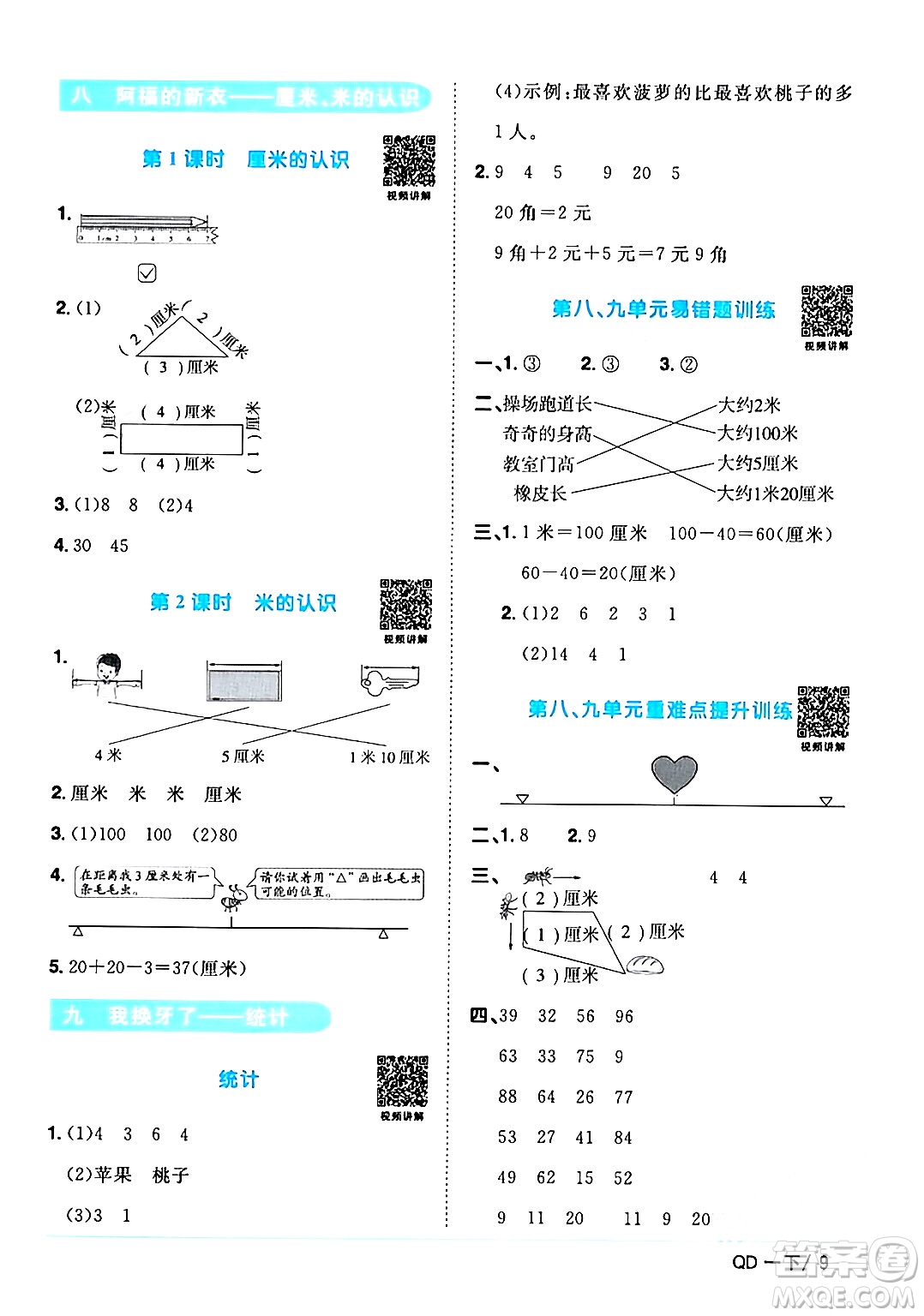 江西教育出版社2024年春陽光同學(xué)課時優(yōu)化作業(yè)一年級數(shù)學(xué)下冊青島版答案