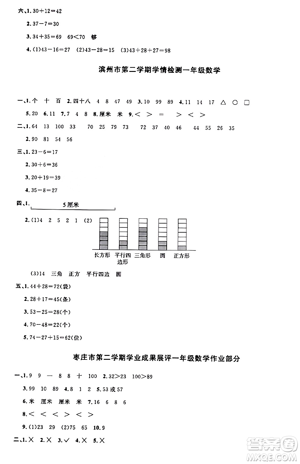 江西教育出版社2024年春陽光同學(xué)課時優(yōu)化作業(yè)一年級數(shù)學(xué)下冊青島版答案