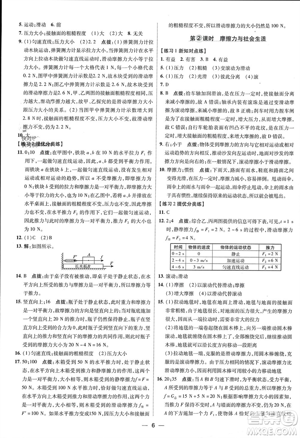 吉林教育出版社2024年春榮德基點(diǎn)撥訓(xùn)練八年級(jí)物理下冊(cè)人教版參考答案