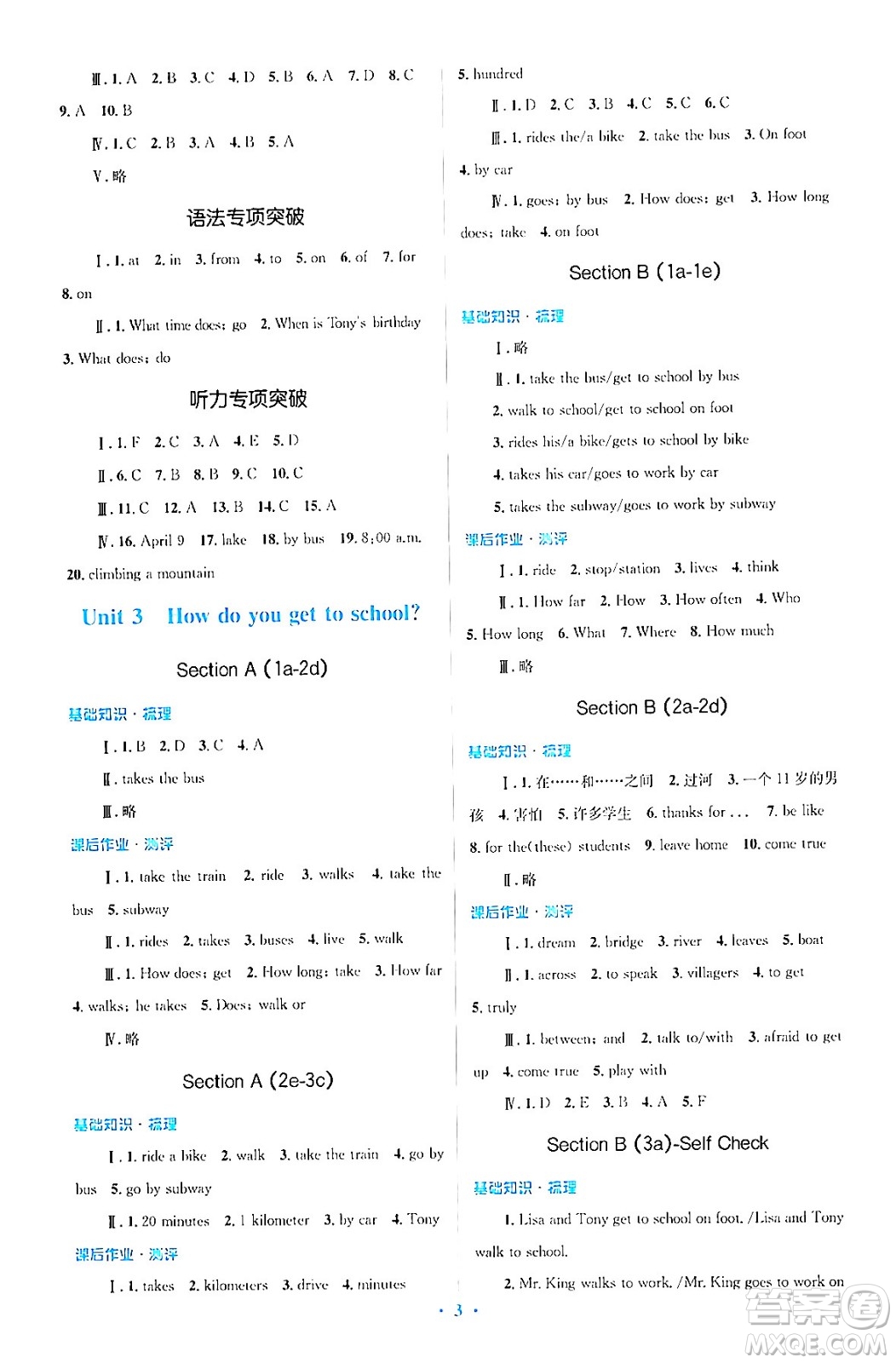 人民教育出版社2024年春人教金學(xué)典同步解析與測(cè)評(píng)學(xué)考練七年級(jí)英語下冊(cè)人教版答案