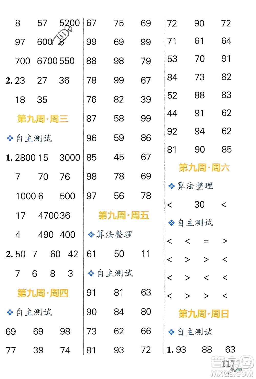 遼寧教育出版社2024年春小學(xué)學(xué)霸天天計(jì)算二年級數(shù)學(xué)下冊蘇教版參考答案