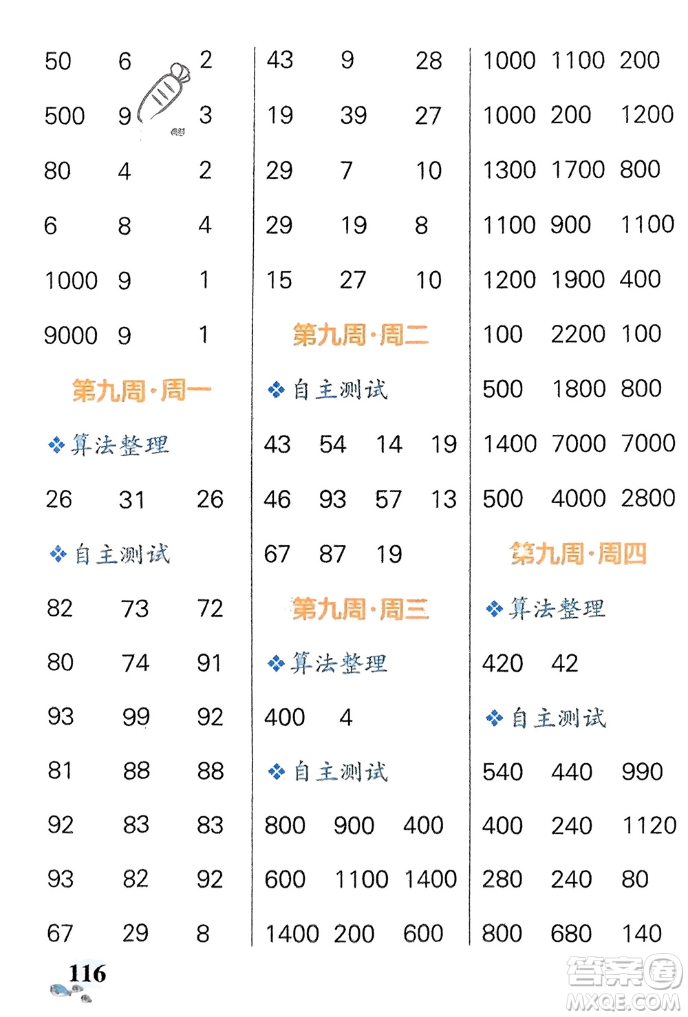 遼寧教育出版社2024年春小學學霸天天計算二年級數(shù)學下冊北師大版廣東專版參考答案