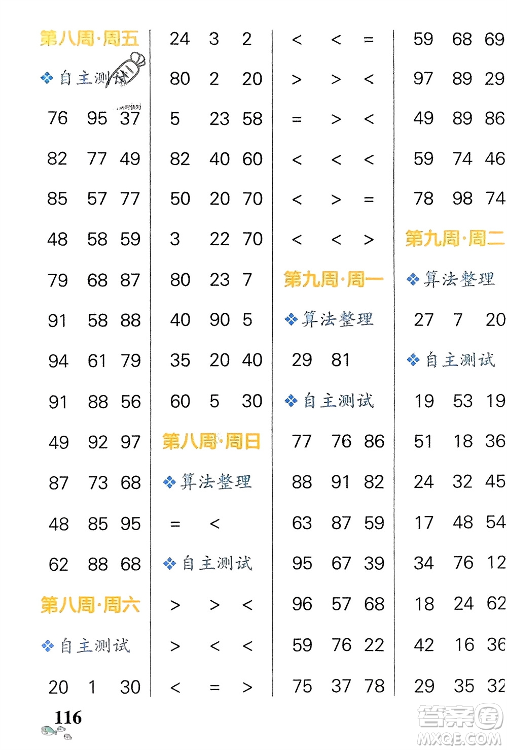 遼寧教育出版社2024年春小學學霸天天計算一年級數(shù)學下冊蘇教版參考答案