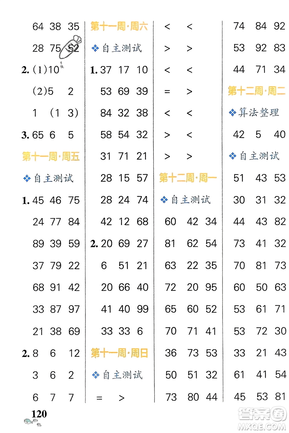 遼寧教育出版社2024年春小學學霸天天計算一年級數(shù)學下冊蘇教版參考答案