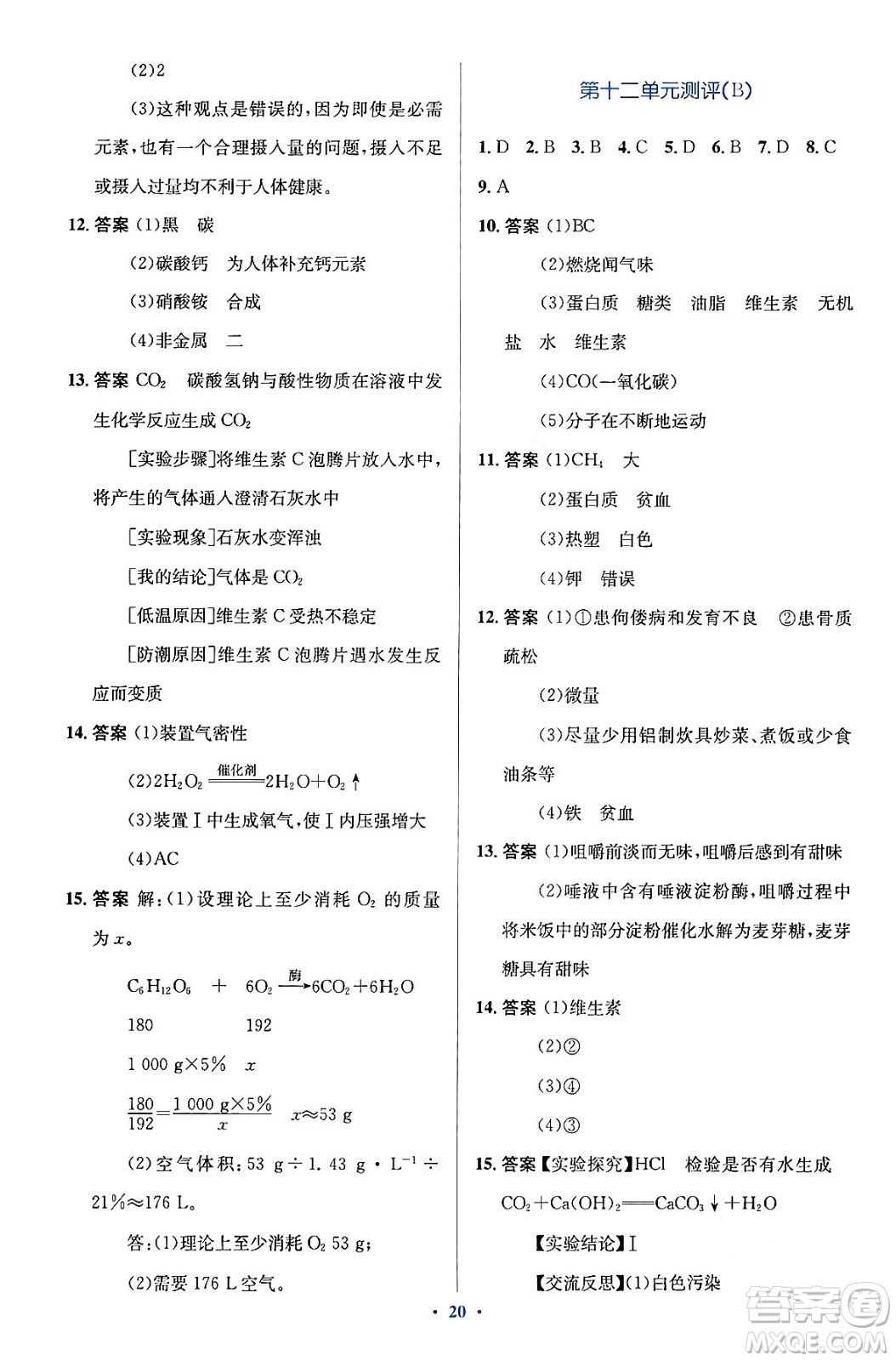 人民教育出版社2024年春人教金學(xué)典同步解析與測(cè)評(píng)學(xué)考練九年級(jí)化學(xué)下冊(cè)人教版廣東專版答案