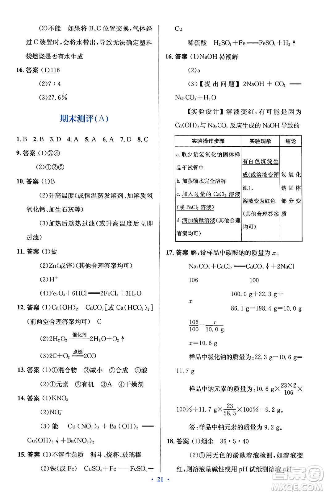 人民教育出版社2024年春人教金學(xué)典同步解析與測(cè)評(píng)學(xué)考練九年級(jí)化學(xué)下冊(cè)人教版廣東專版答案