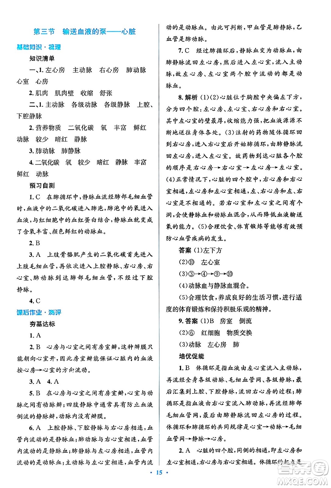 人民教育出版社2024年春人教金學(xué)典同步解析與測評學(xué)考練七年級生物下冊人教版答案