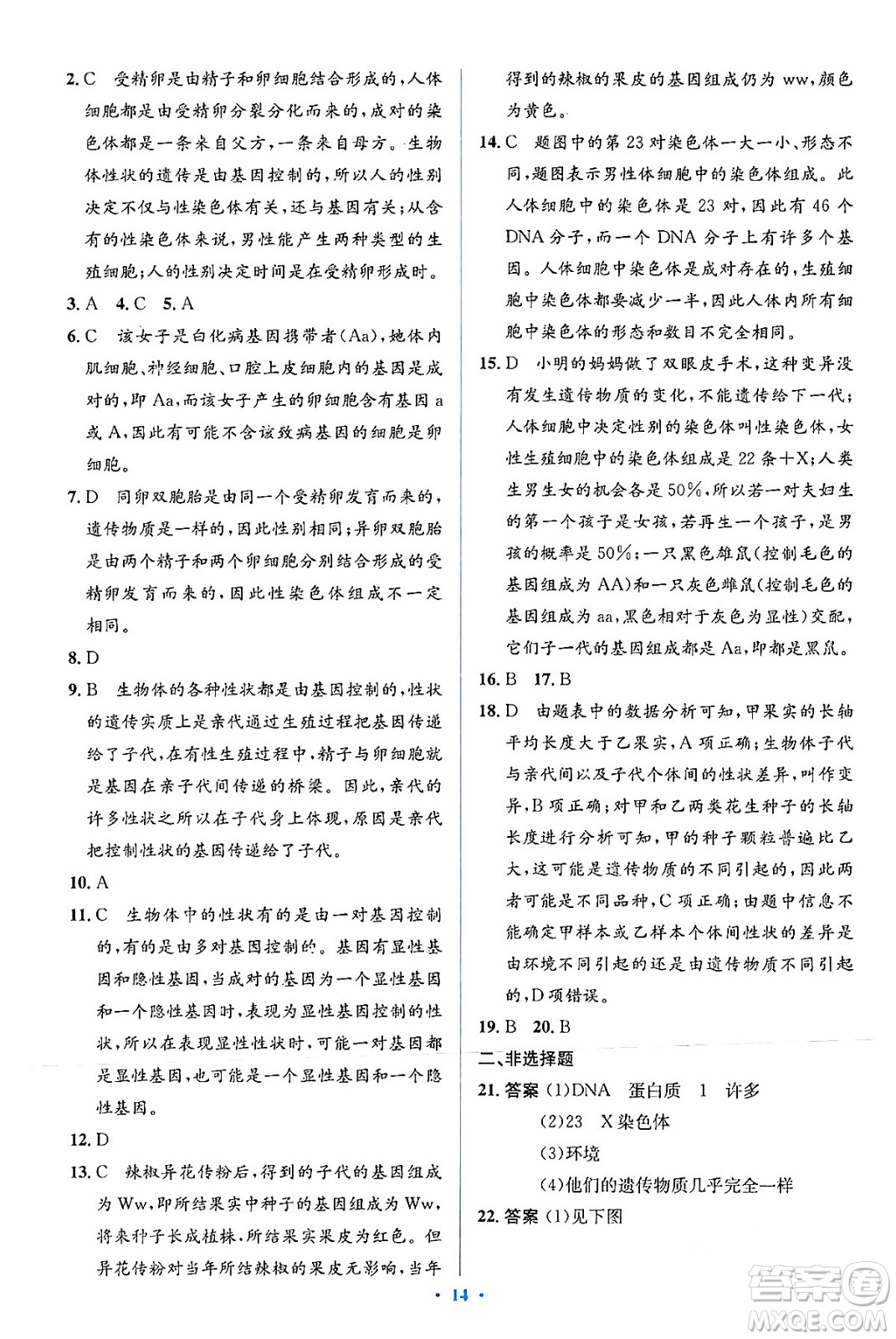 人民教育出版社2024年春人教金學(xué)典同步解析與測(cè)評(píng)學(xué)考練八年級(jí)生物下冊(cè)人教版吉林專版答案