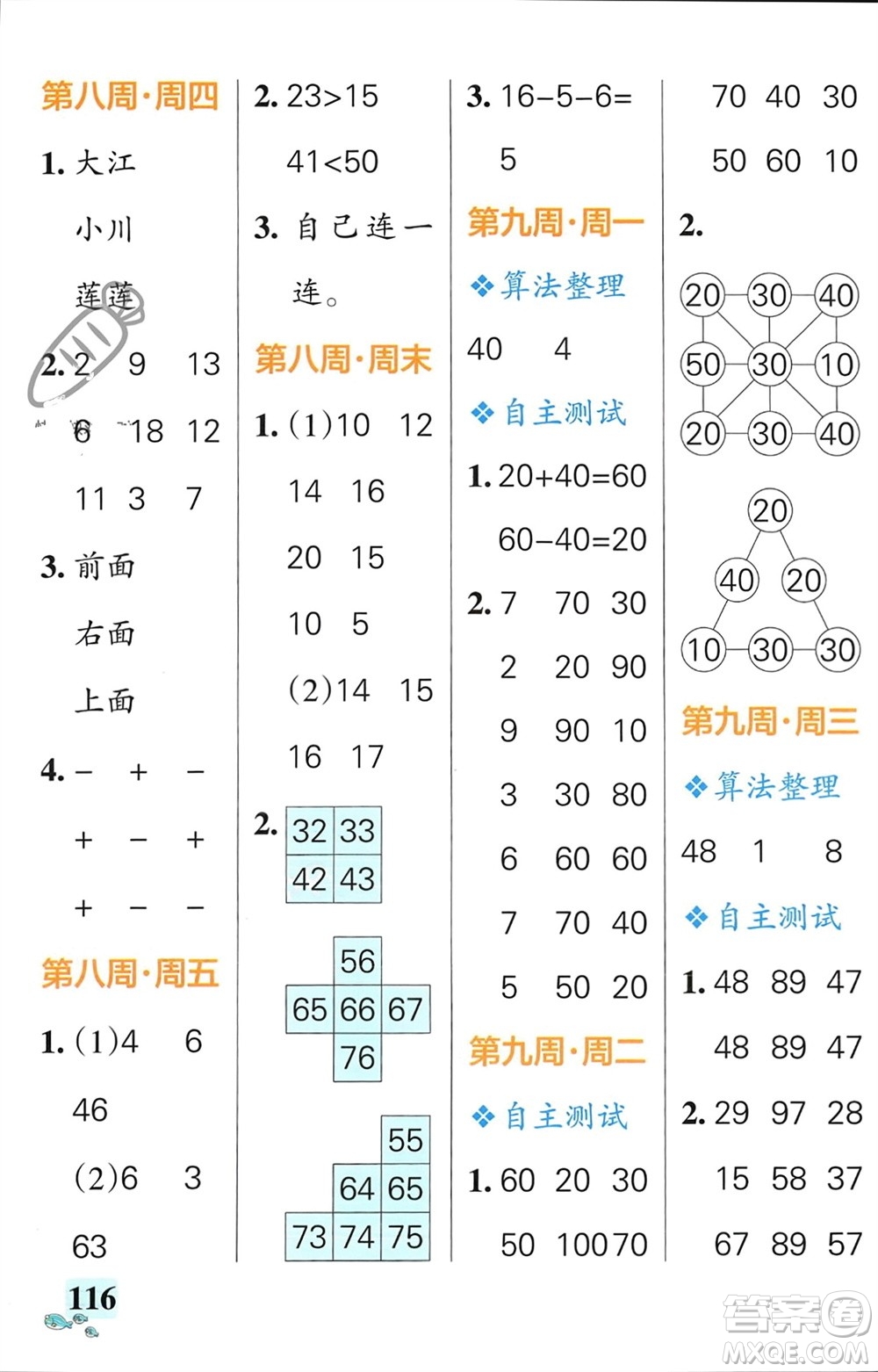 遼寧教育出版社2024年春小學(xué)學(xué)霸天天計算一年級數(shù)學(xué)下冊北師大版廣東專版參考答案